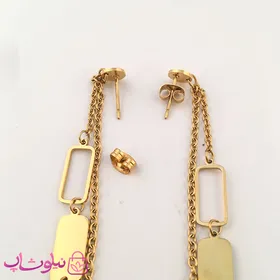 گوشواره زنانه آویز بلند استیل طلایی