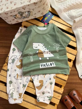 تیشرت شلوار پسرانه گیرین دینو