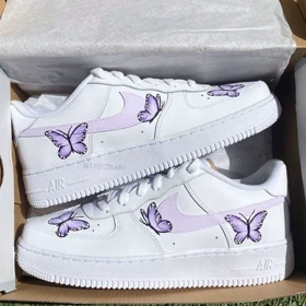 کفش اسپرت کاستوم کتانی ایرفورس air force طرح Purple Butterfly نایک nike کد 141613
