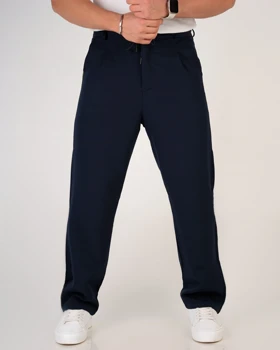 شلوار بگ پارچه ای سرمه ای پارچه مازراتی استایل اولد مانی 2026