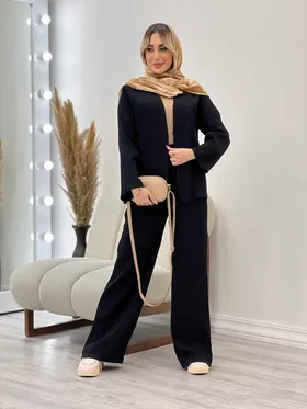 ست مانتو و شلوار جلو باز