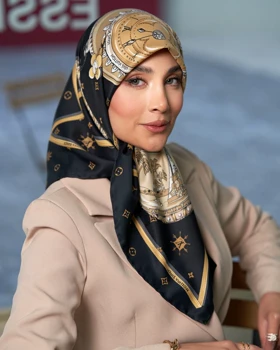 روسری LV ابریشم دور دست دوز (قواره 90) 30143