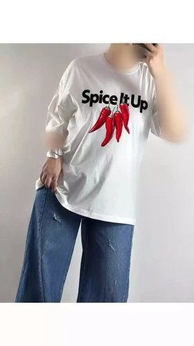 تیشرت باکسی فلفل زنانه 86688