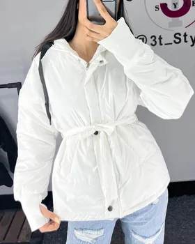 کاپشن سیلیکونی کوتاه کمربنددار زنانه
