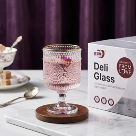 لیوان 6 عددی شربت خوری پایه دار لبه طلایی DELI