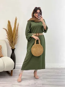 پیراهن بلند دو دکمه آستین پاگن