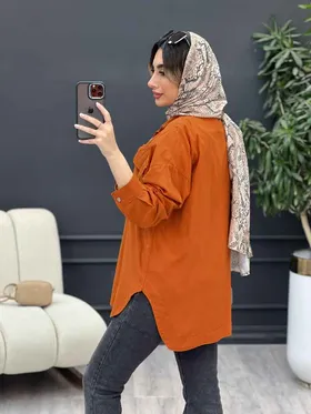 مانتو لینن دو جیب بغل هلال