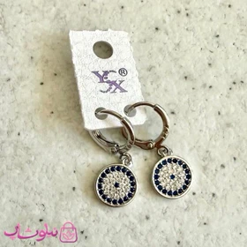 گوشواره زنانه YSX مدل چشم نظر نقره ای رنگ کد 2291
