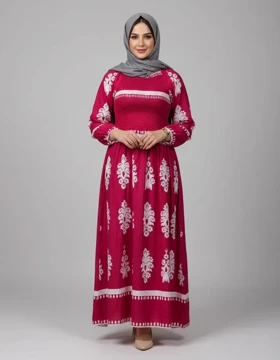 پیراهن ساحلی وارداتی طرح نقشینه 7309 (سرخ آبی)