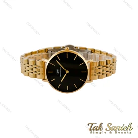 ساعت دنیل ولینگتون زنانه طلایی صفحه مشکی مدیوم DW-5291-L