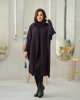 ست مانتو و سارافون بافت اکریلیک کد 344