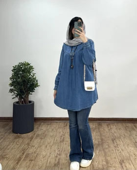 مانتو جین یقه چین پریناز(ایراد دار)