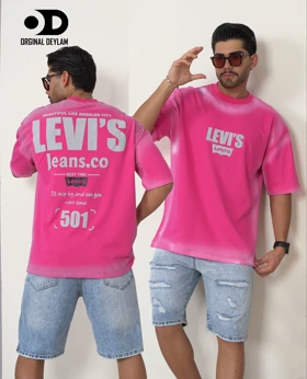 تیشرت اوورسایز LEVI'S 501 Los Angeles Edition صورتی مد روز کالیفرنیا درایم