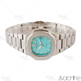 ساعت پتک فیلیپ ناتیلوس زنانه نقره ای صفحه آبی تیفانی 104163