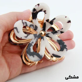 کلیپس دخترانه فلزی مدل گل آبرنگی (مشکی)
