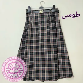 دامن زنانه چهارخونه پشمی در رنگبندی متنوع