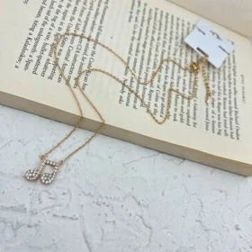 گردنبند ظریف زنانه با طرح نت موسیقی نگین‌دار ژوپینگ