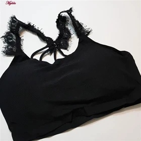 نیم‌تنه ورزشی زنانه پددار پشت ضربدری مشکی کد 5081
