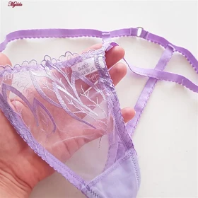 ست شورت و سوتین زنانه فیتن مدل فنردار گیپور طرح دار یاسی کد 4952-10