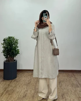 مانتو بلند جلو دکمه آتنا 1