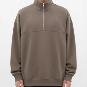 دورس نیم زیپ مردانه، قهوه ای سه نخ کرکی استایل گرم و شیک 1404