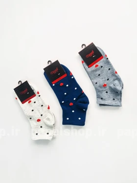 جوراب نیم ساق طرح نقطه و قلب