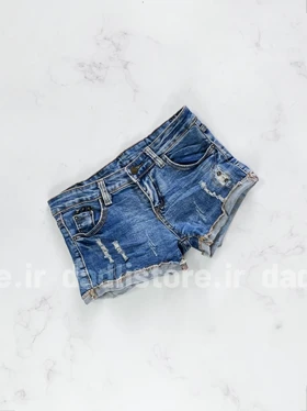 شورتک کوتاه جین زاپ‌دار پاچه پاکتی