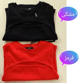 کراپ زنانه تیشرت جلو چاک‌دار
