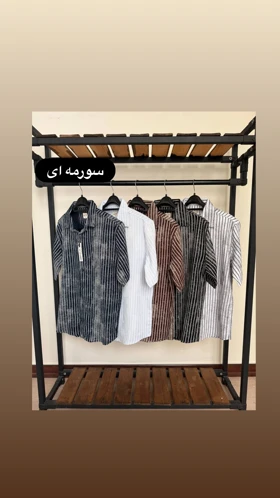 پیراهن استین کوتاه دنیم راه راه 2649