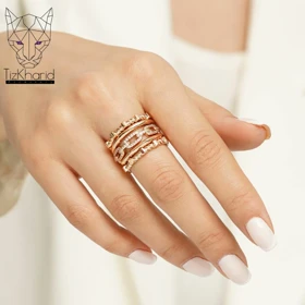 انگشتر پورتوفینو پنج لاین نگین‌دار ژوپینگ