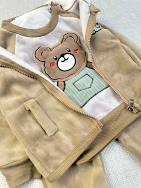 ست سه تیکه بچگانه مخمل تدی