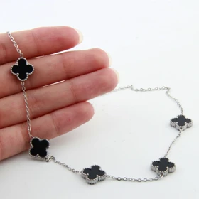 گردنبند زنانه مدل ونکلیف (نقره ای مشکی)