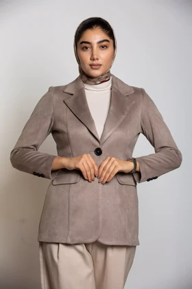 کت سوئیت یقه انگلیسی تک دکمه (پالتو کوتاه)