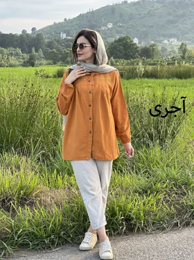 شومیز مانتویی لینن گلی