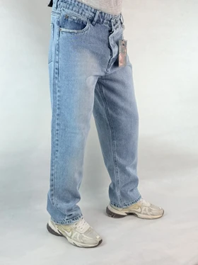 شلوار نیم بگ مردانه آبی ساده 80