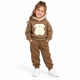 ست هودی و شلوار اسپرت بچگانه طرح خرس پشمی