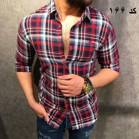 پیراهن آستین بلند مردانه رنگ قرمز سرمه ای