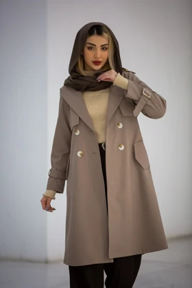 بارانی سانتانا دکمه دوبل بلند New