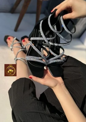 صندل نگینی مجلسی زنانه دور مچی نگین ساده
