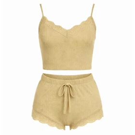 تاپ شورتک نخی کبریتی 2026 رنگ کرم برند آنیتا