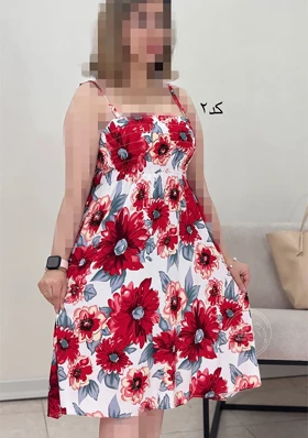 پیراهن نخی گل‌گلی