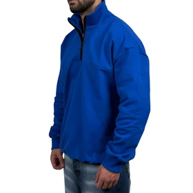 دورس مردانه یقه نیم زیپ آبی طرح ساده