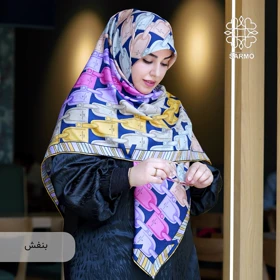 روسری ابریشم ژاکارد الماس - اقتصادی (بنفش)