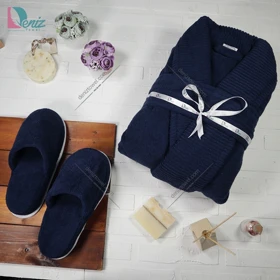 حوله تن پوش طرح روکو رنگ سرمه ای