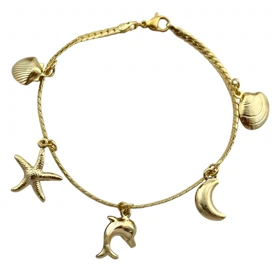 دستبند زنانه ژوپینگ طرح کارتیه با آویز دریایی و صدف