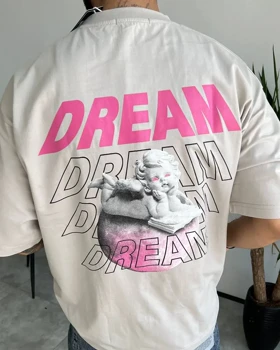 تیشرت یقه گرد DREAM رنگ استخوانی