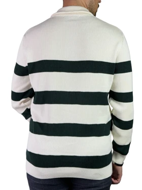 بافت مردانه برند نکست مدل نیم زیپ گرم بالا رنگ سفید سبز کد 00341