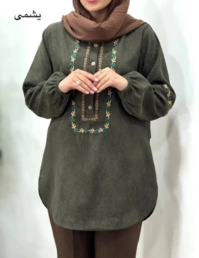 مانتو پاییزه گلدوزی نسا