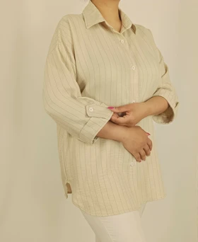 شومیز قواره بلند(AM-6-13-70279) (کرمی)