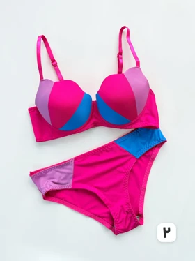 ست شورت و سوتین اسفنجی فنر دار صدفی سه رنگ